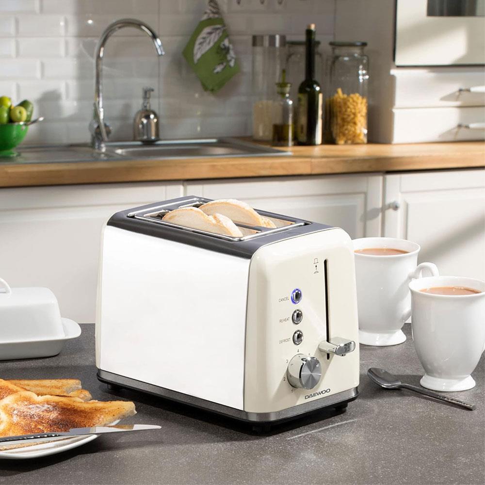 Daewoo Kensington 2 Slice Toaster Stainless Steel 810W - Cream Secondary image