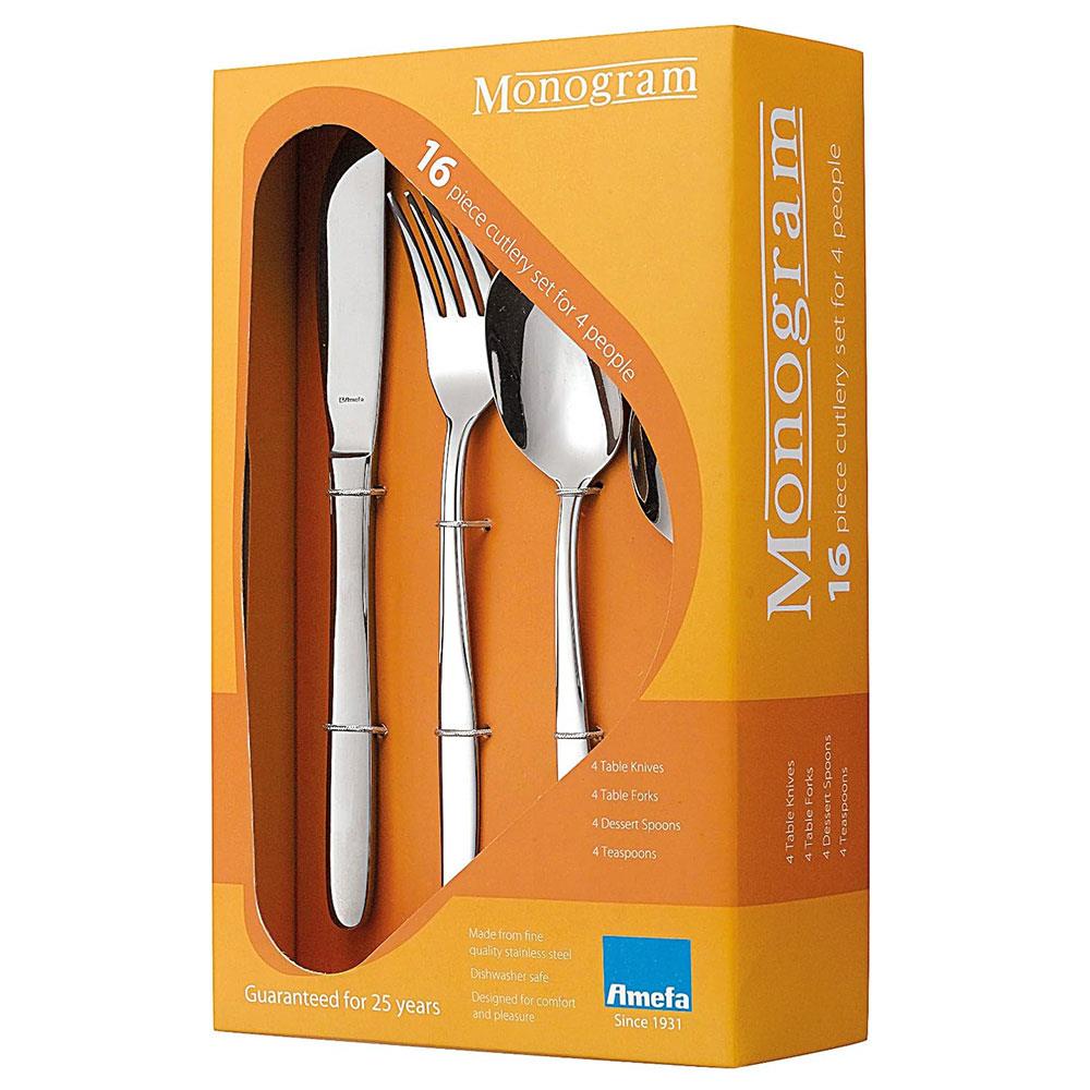 Amefa Monogram Vintage Bead Cutlery Starter Set Serves 4 People - 16 Piece
