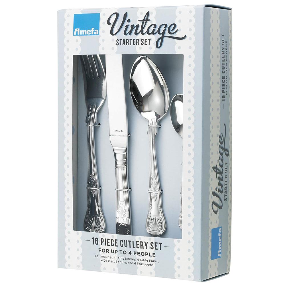 Amefa Monogram Vintage Bead Cutlery Starter Set Serves 4 People - 16 Piece