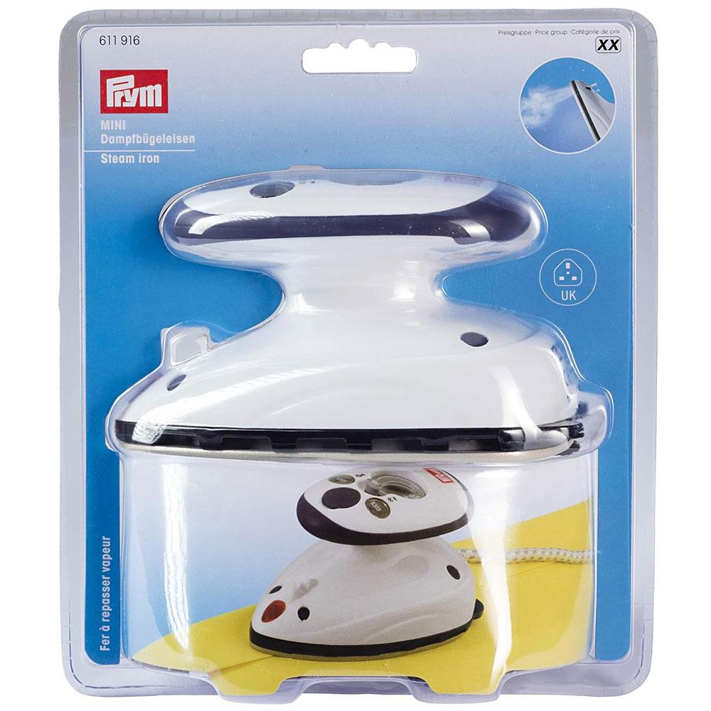 Prym Mini Travel Steam Iron With Measuring Cup And Carrying Bag UK Plug 700W - White