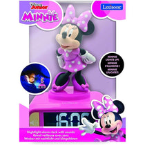 Lexibook 3D Minnie Mouse Childrens Clock With Night Light Alarm Snooze - Pink