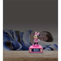 Lexibook 3D Minnie Mouse Childrens Clock With Night Light Alarm Snooze - Pink