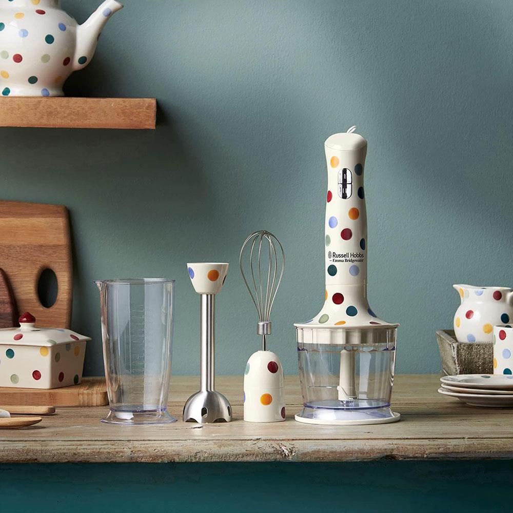 Russell Hobbs Emma Bridgewater 3-In-1 Hand Blender With Hand Whisk And Mini Chopper Attachments 500W - Polka Dot