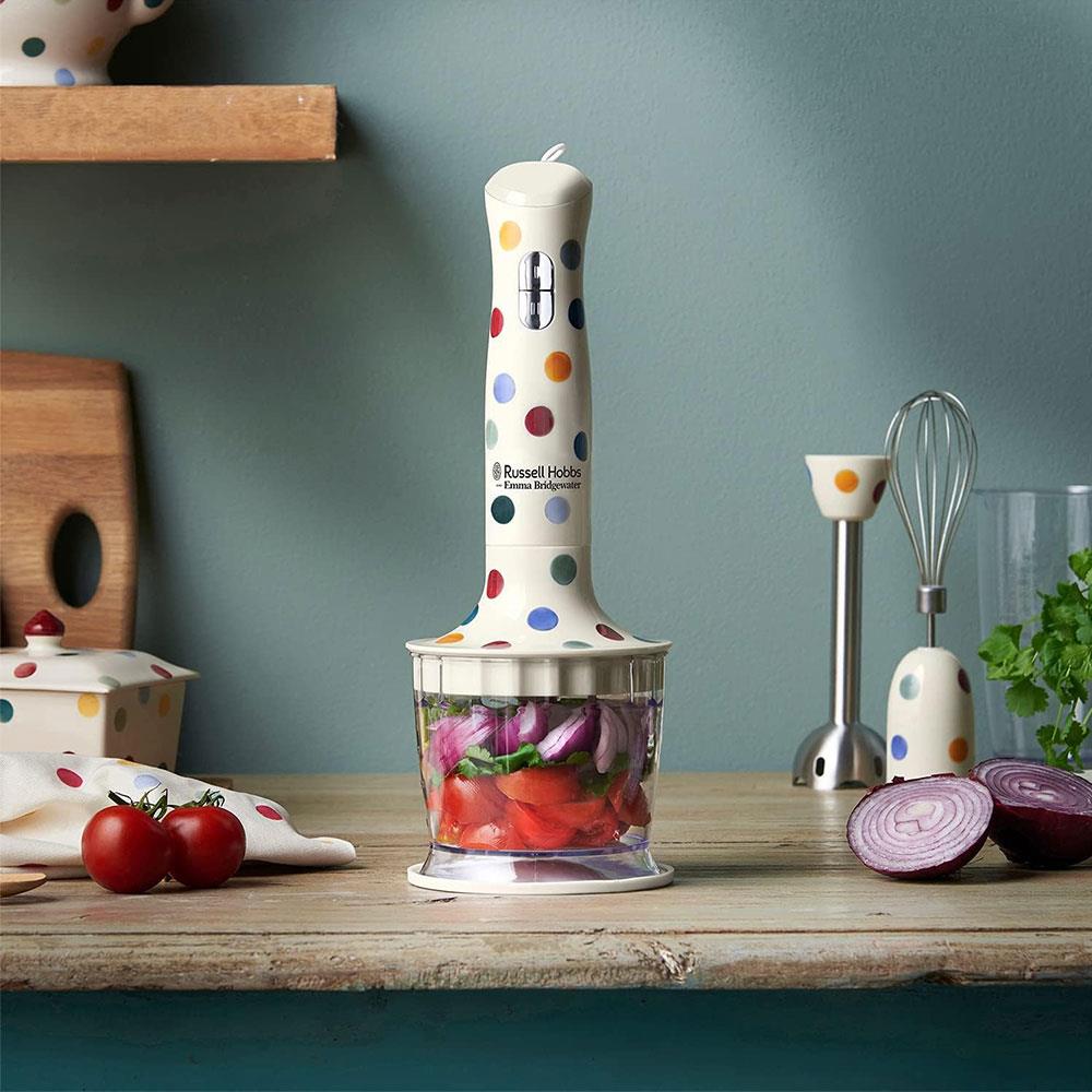 Russell Hobbs Emma Bridgewater 3-In-1 Hand Blender With Hand Whisk And Mini Chopper Attachments 500W - Polka Dot