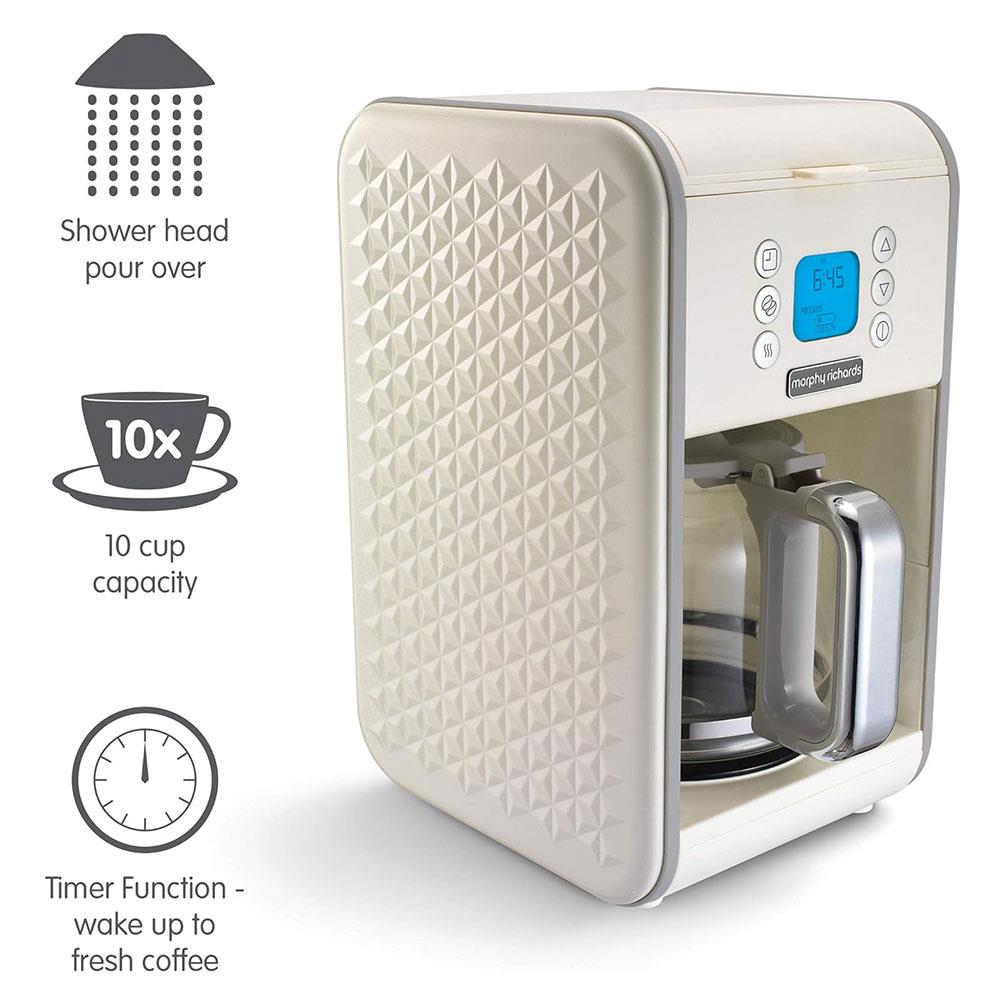 Morphy Richards Vector Pour Over Filter Coffee Machine 900W 1.8 Litres - Cream
