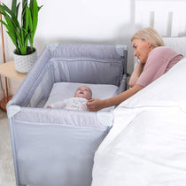 Red Kite Dreamer Bedside Travel Crib With Newborn Bassinette - Soft Grey