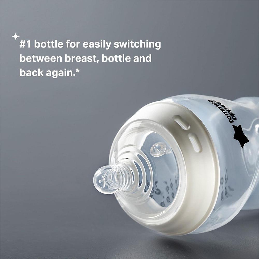 Tommee Tippee Natural Start Anti-Colic Baby Bottle 340ml Pack of 4 - Clear