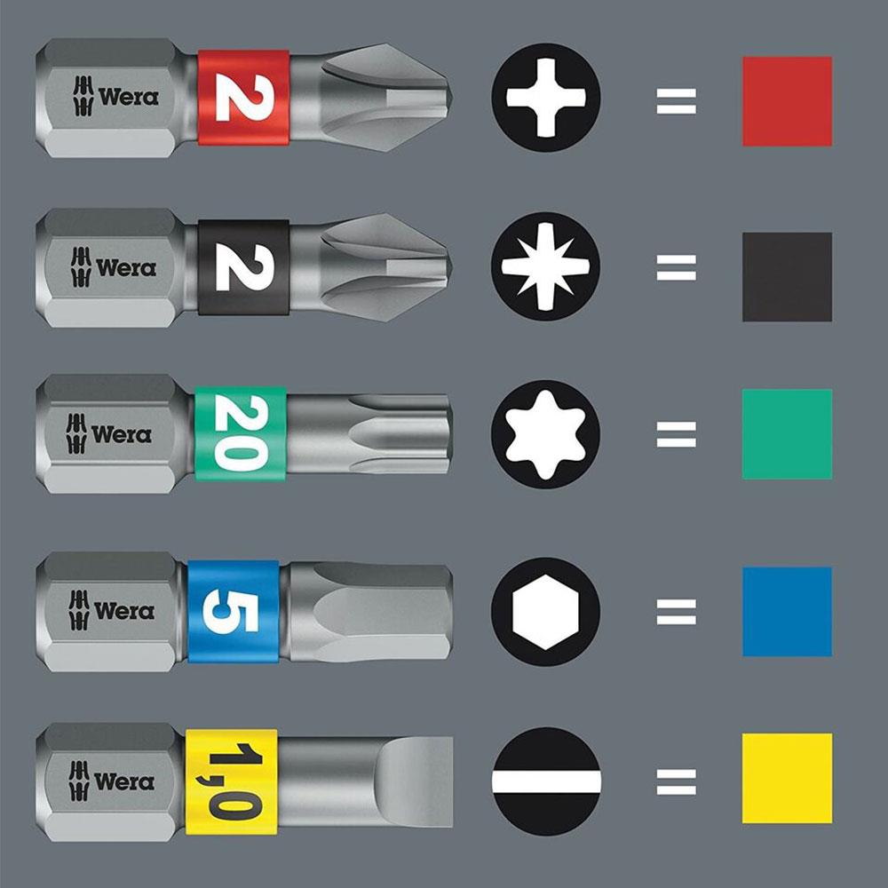 Wera Bit-Check 30 Stainless 1 Bit Set With Rapidaptor Universal Bit Holder PH/PZ/TX/HEX-PLUS - Silver