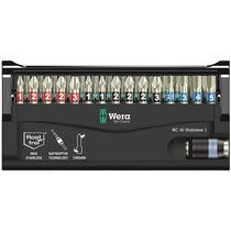 Wera Bit-Check 30 Stainless 1 Bit Set With Rapidaptor Universal Bit Holder PH/PZ/TX/HEX-PLUS - Silver