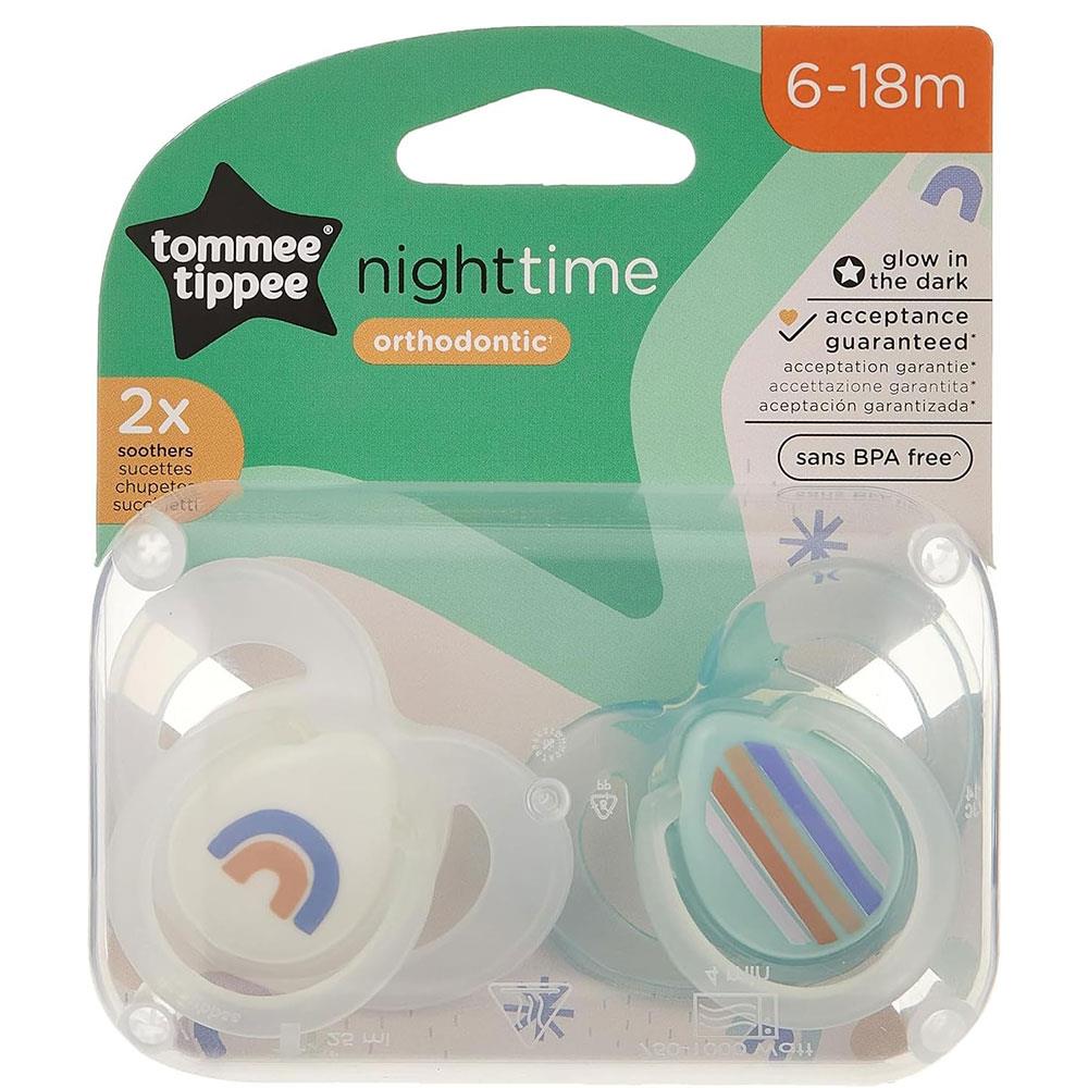 Tommee Tippee Night Time Orthodontic Glow In The Dark Soothers Pack of 2 - Assorted Main image