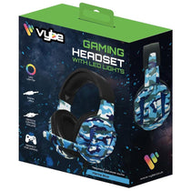 Vybe Camo Wired Gaming Headset With LED Lights - Marine Blue