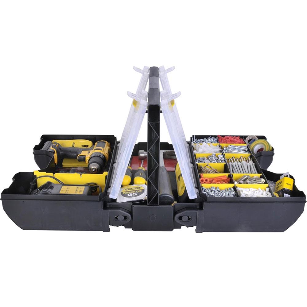 Stanley 3-In-1 Tool Organiser Combines 2 Organisers With Integral Middle Tote - Black/Yellow