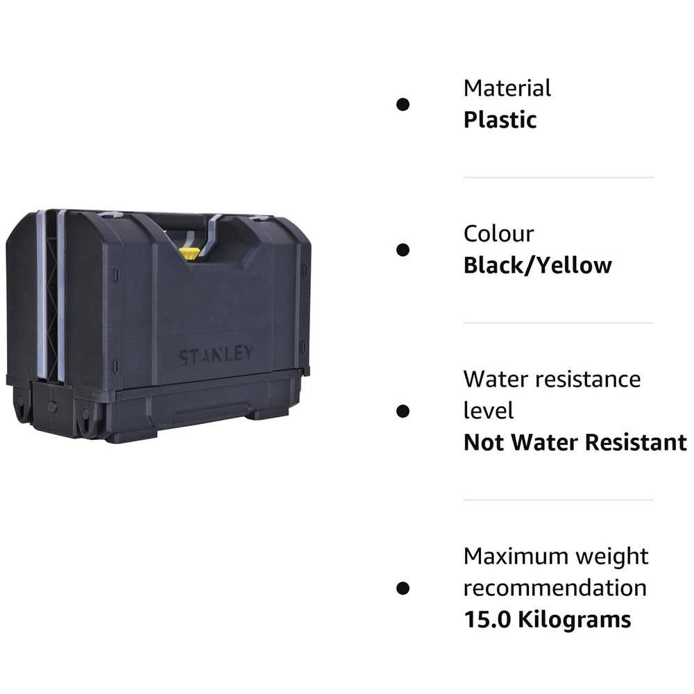 Stanley 3-In-1 Tool Organiser Combines 2 Organisers With Integral Middle Tote - Black/Yellow