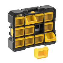 Stanley FatMax Flip Bin Deep Pro Organiser 12 Removable Compartments - Black/Yellow