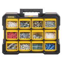 Stanley FatMax Flip Bin Deep Pro Organiser 12 Removable Compartments - Black/Yellow