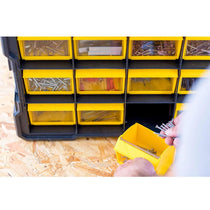 Stanley FatMax Flip Bin Deep Pro Organiser 12 Removable Compartments - Black/Yellow