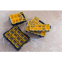 Stanley FatMax Flip Bin Deep Pro Organiser 12 Removable Compartments - Black/Yellow