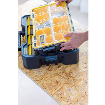 Stanley FatMax Flip Bin Deep Pro Organiser 12 Removable Compartments - Black/Yellow