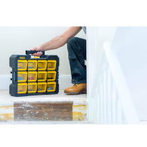 Stanley FatMax Flip Bin Deep Pro Organiser 12 Removable Compartments - Black/Yellow