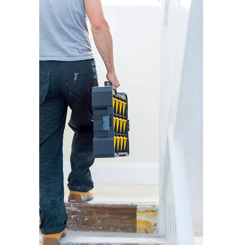 Stanley FatMax Flip Bin Deep Pro Organiser 12 Removable Compartments - Black/Yellow