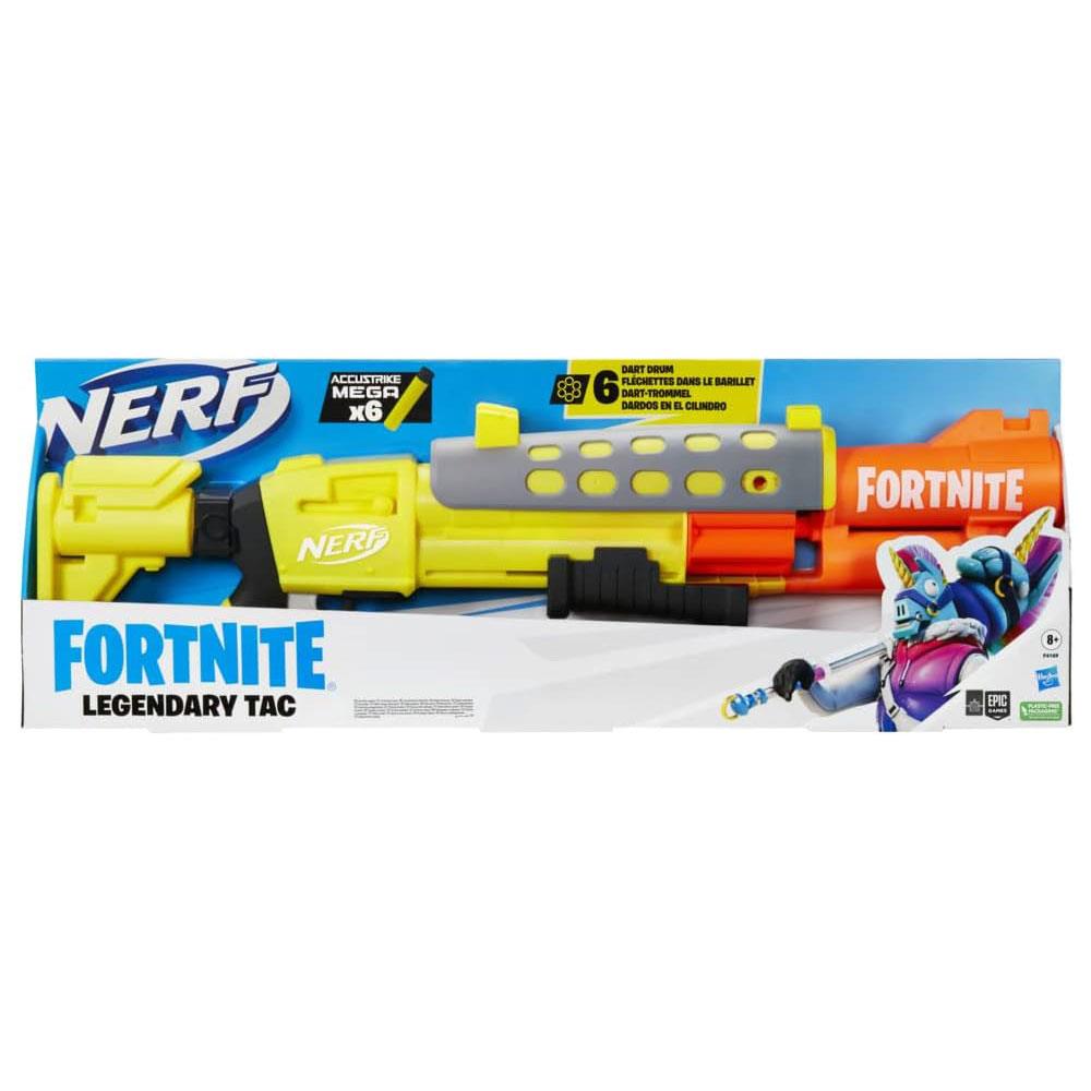 Nerf Fortnite Legendary TAC Blaster With 6 AccuStrike Mega Darts Yellow Glow Wrap - Multicolour