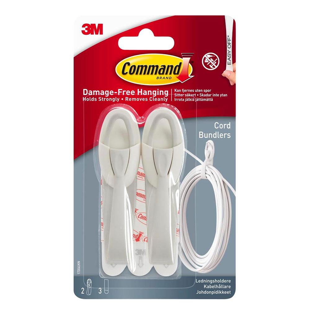 3M Command Cord Bundlers Medium 2 Bundlers And 3 Medium Strips 900g Holding Power - White