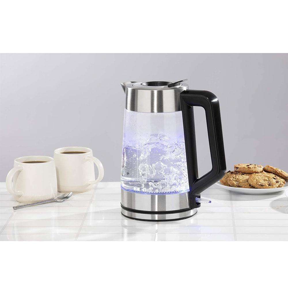Daewoo Easy Fill LED Illuminating Glass Kettle 3000W 1.7 Litres - Silver