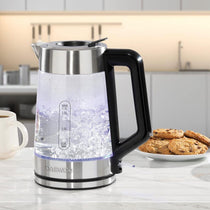 Daewoo Easy Fill LED Illuminating Glass Kettle 3000W 1.7 Litres - Silver
