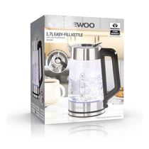 Daewoo Easy Fill LED Illuminating Glass Kettle 3000W 1.7 Litres - Silver