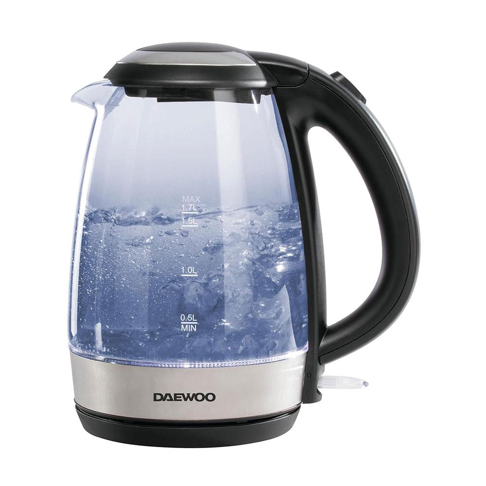 Daewoo LED Illumination Glass Jug Kettle 2200W 1.7 Litres - Silver