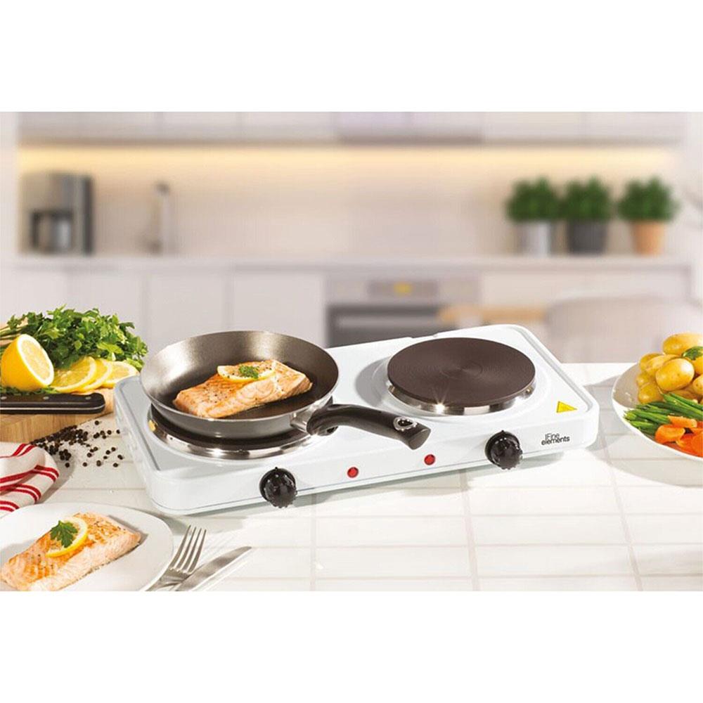 Fine Elements Double Hot Plate Stainless Steel 2500W - White