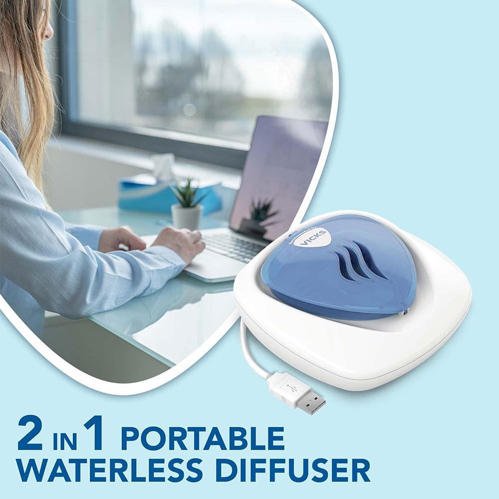 Vicks Portable Waterless Diffuser USB Comforting Vapours Feel Easy Breathing 2 Scent Pads Secondary image