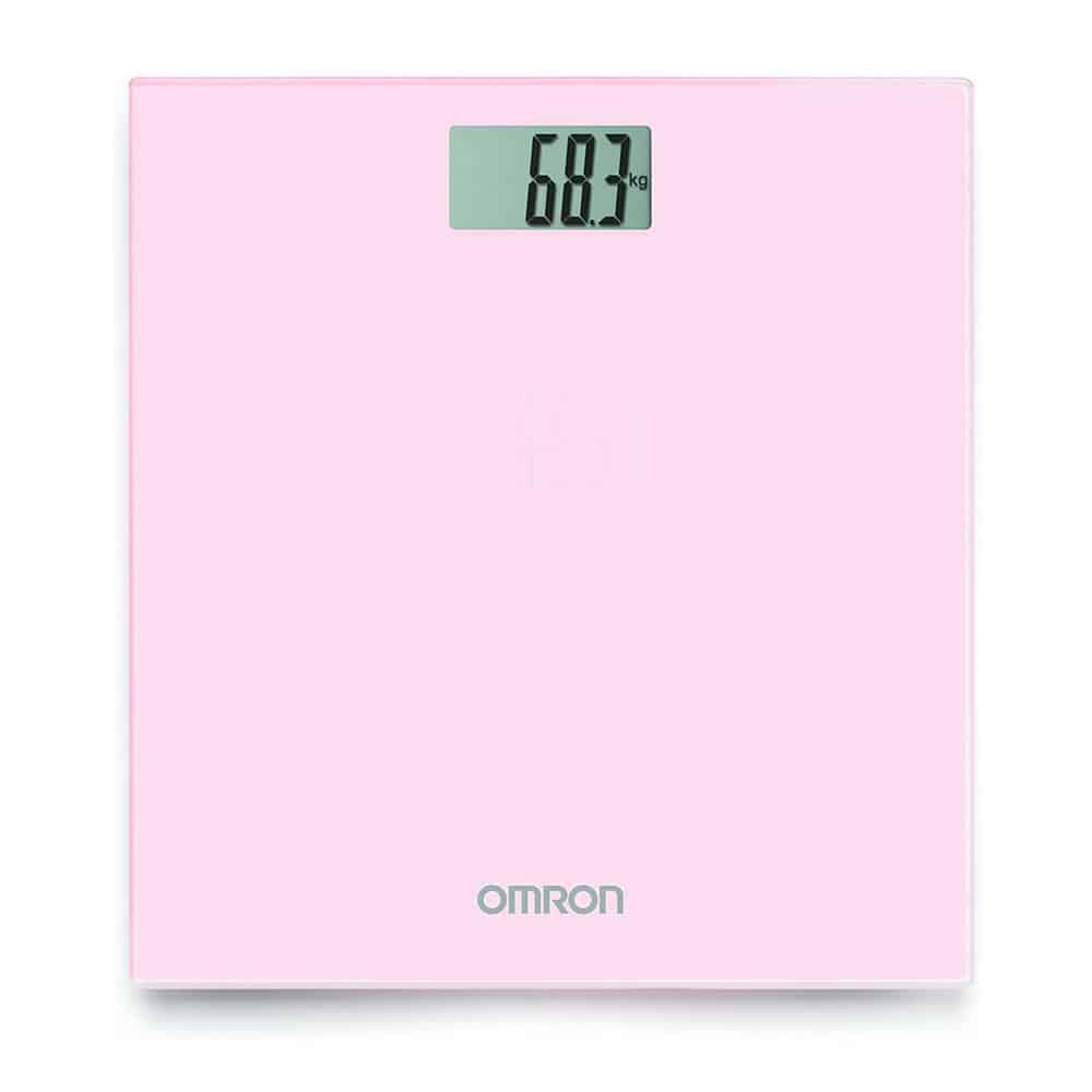 Omron Digital Bathroom Scales With KG ST And LB Measurement 150kg Weight Capacity - Pink Blossom Main image