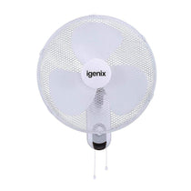 Igenix 16 Inch Wall Mounted Fan With Oscillation And 3 Speed Settings - White