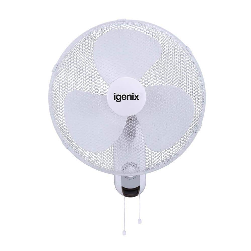 Igenix 16 Inch Wall Mounted Fan With Oscillation And 3 Speed Settings - White