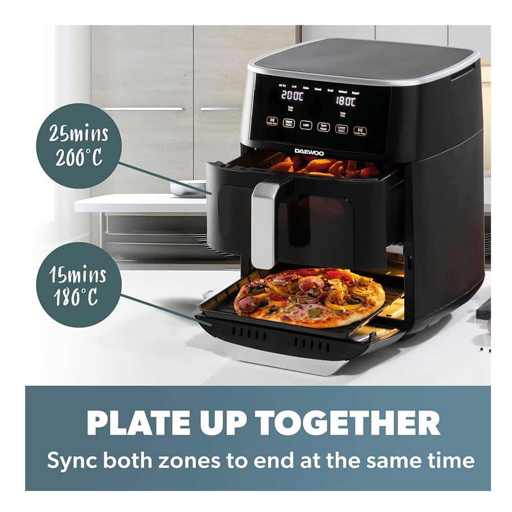 Daewoo Actuate Range Space Saving Split Drawer Air Fryer 1700W 11 Litres - Black