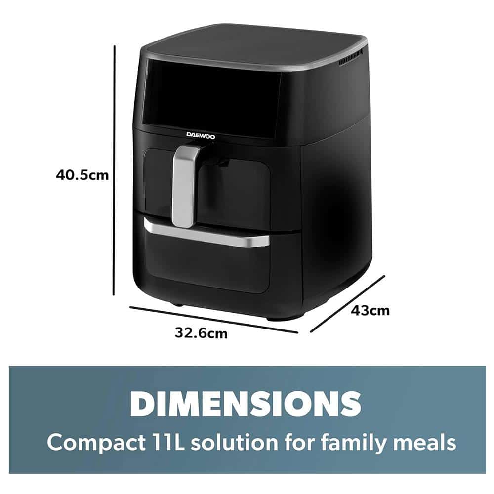 Daewoo Actuate Range Space Saving Split Drawer Air Fryer 1700W 11 Litres - Black