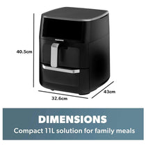 Daewoo Actuate Range Space Saving Split Drawer Air Fryer 1700W 11 Litres - Black