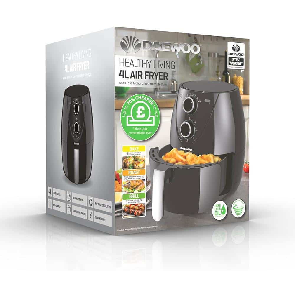 Daewoo Single Pot Manual Air Fryer 4 Litres - Black