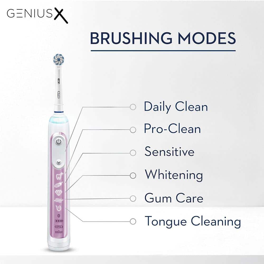 Oral-B Genius X Electric Toothbrush With Artificial Intelligence 1 Toothbrush Head And Travel Case - Blush Pink