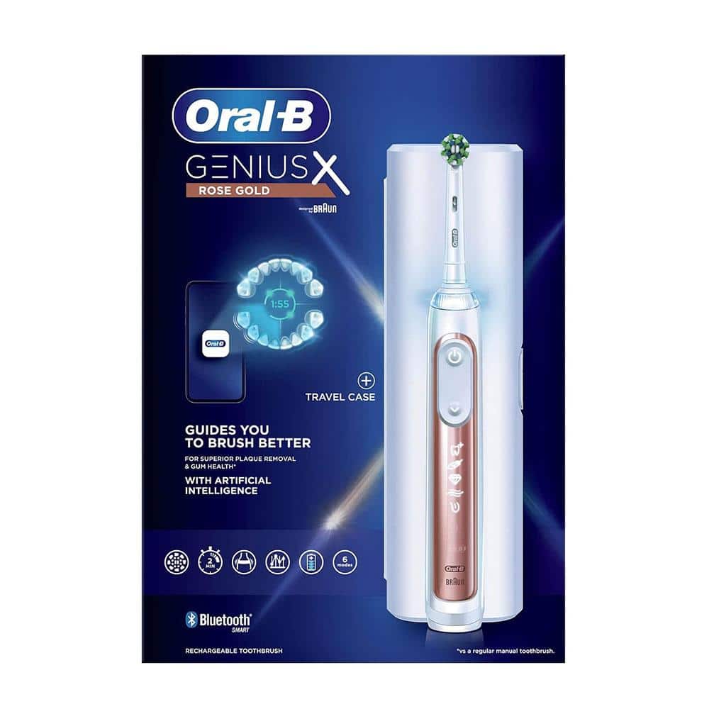 Oral-B Genius X Electric Toothbrush With Artificial Intelligence 1 Toothbrush Head And Travel Case - Rose Gold Main image