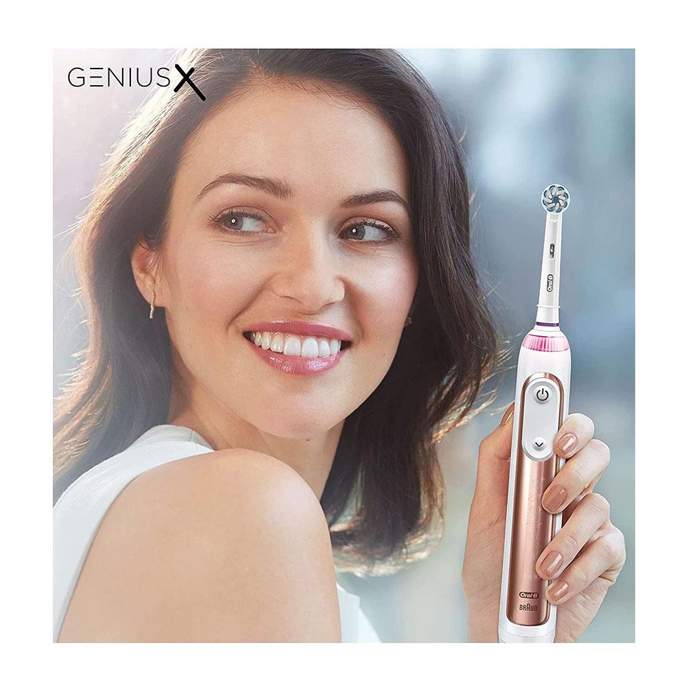 Oral-B Genius X Electric Toothbrush With Artificial Intelligence 1 Toothbrush Head And Travel Case - Rose Gold