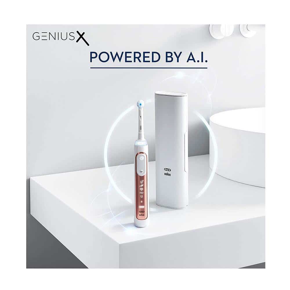 Oral-B Genius X Electric Toothbrush With Artificial Intelligence 1 Toothbrush Head And Travel Case - Rose Gold