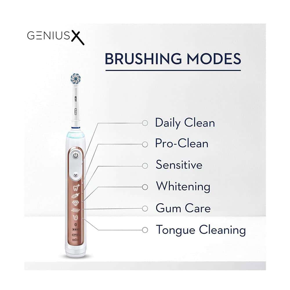 Oral-B Genius X Electric Toothbrush With Artificial Intelligence 1 Toothbrush Head And Travel Case - Rose Gold