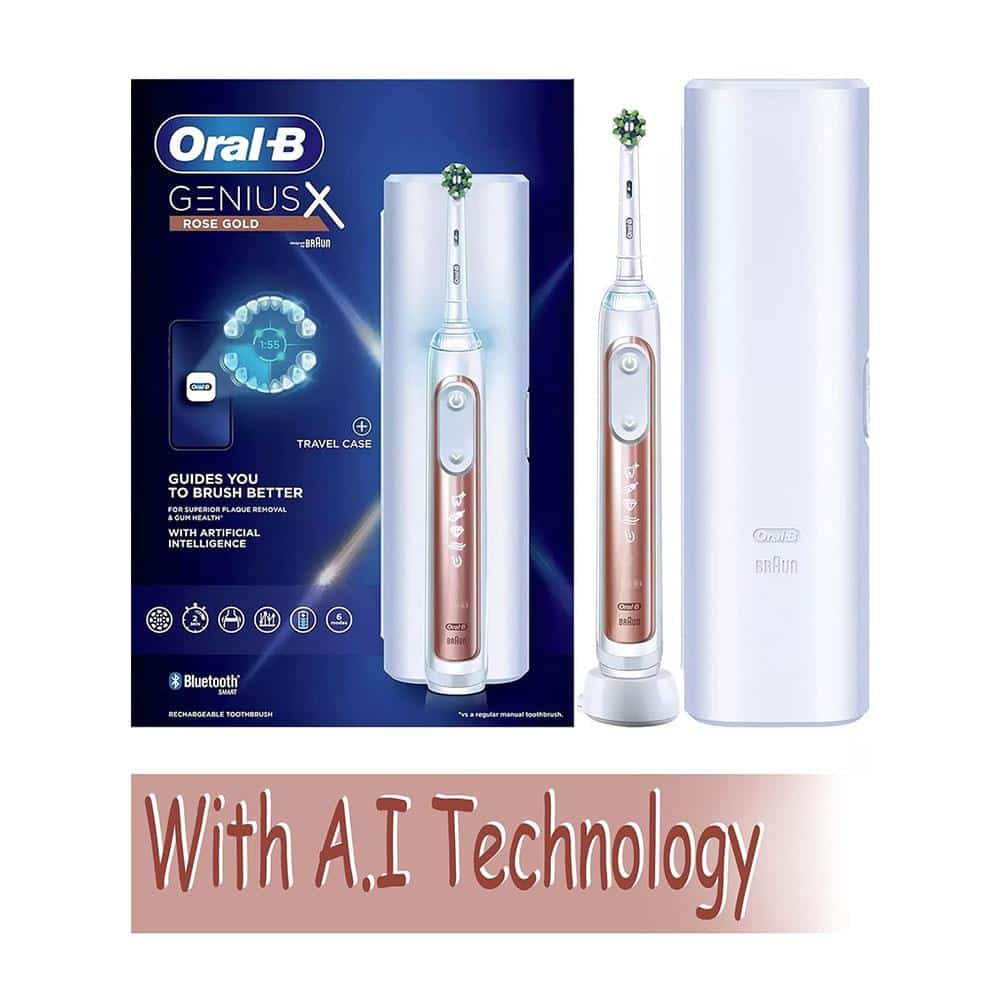Oral-B Genius X Electric Toothbrush With Artificial Intelligence 1 Toothbrush Head And Travel Case - Rose Gold