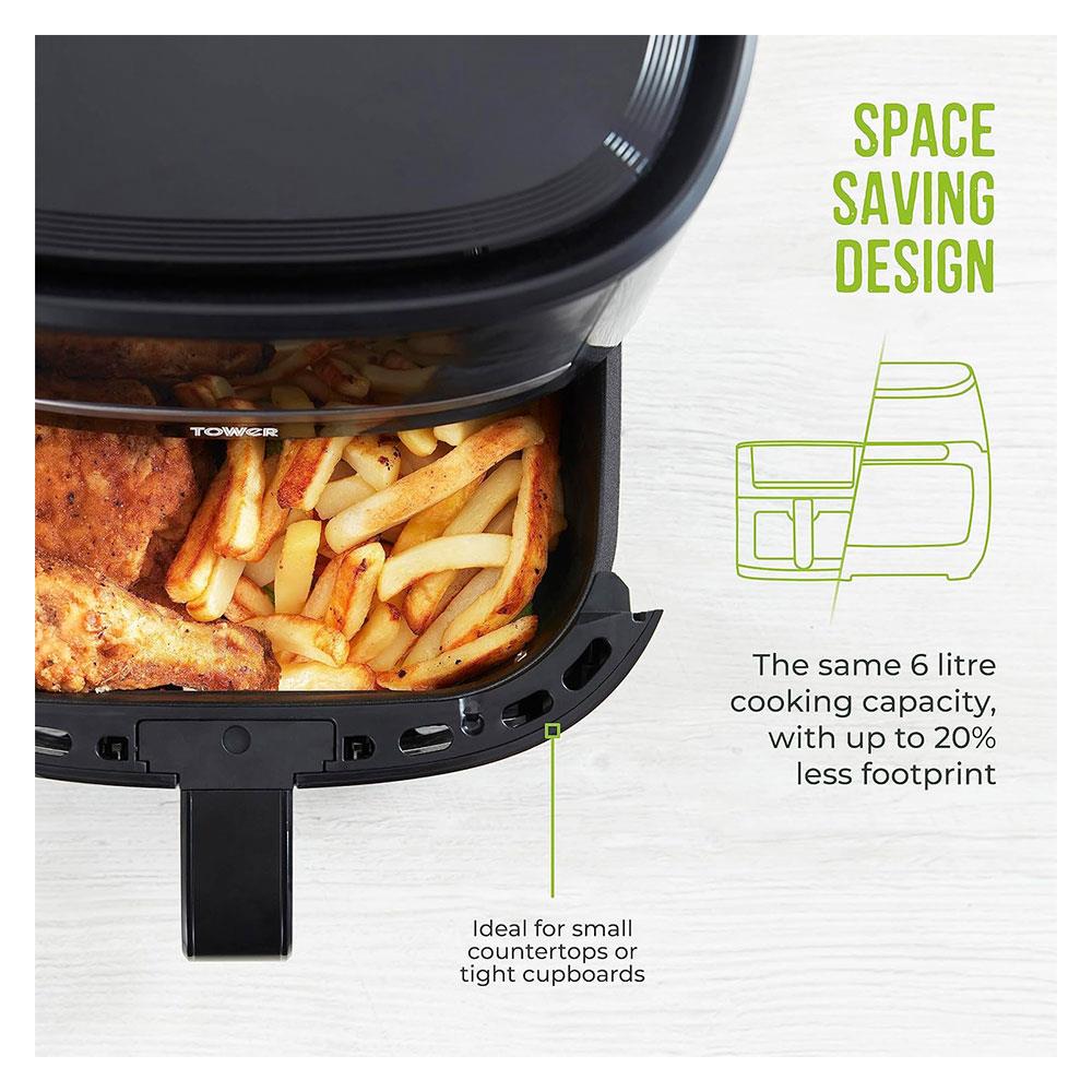 Tower Eco Saver Air Fryer 6 Litre with Vizion Viewing Window Black