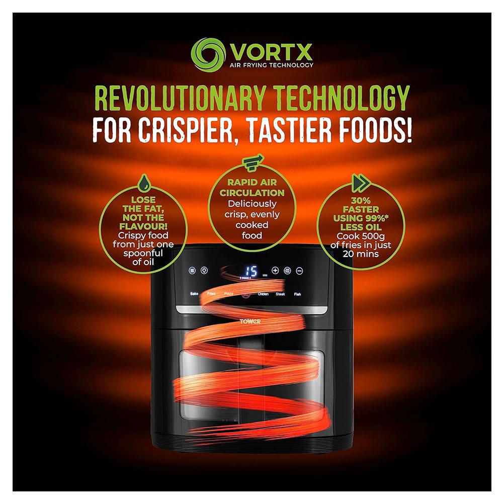 Tower Eco Saver Air Fryer 6 Litre with Vizion Viewing Window Black