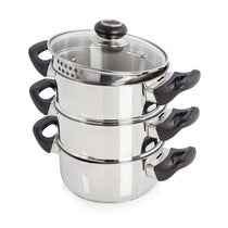 Morphy Richards 3 Tier Steamer 18cm Stainless Steel with Tempered Glass Lid