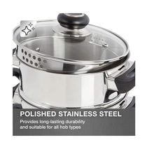 Morphy Richards 3 Tier Steamer 18cm Stainless Steel with Tempered Glass Lid