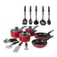 Morphy Richards Equip Cookware Set 14 Piece Red Non Stick Aluminium Pots Pans Utensils Set